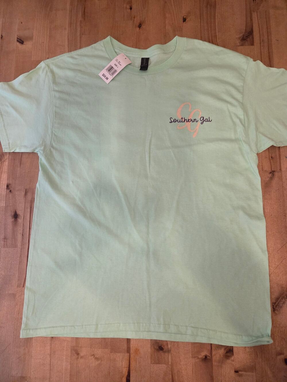 Southern Gal "Free Spirit" Cowgirl Graphic T-Shirt - Mint Green Size Large NWT